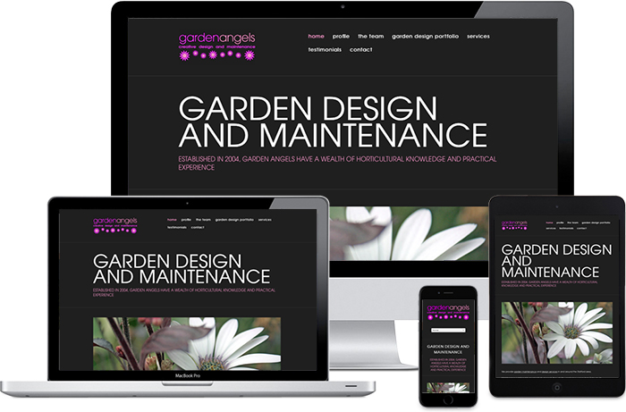 Garden Angels website displayed on multiple devies