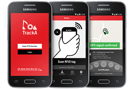 mobile phones displaying TrackA